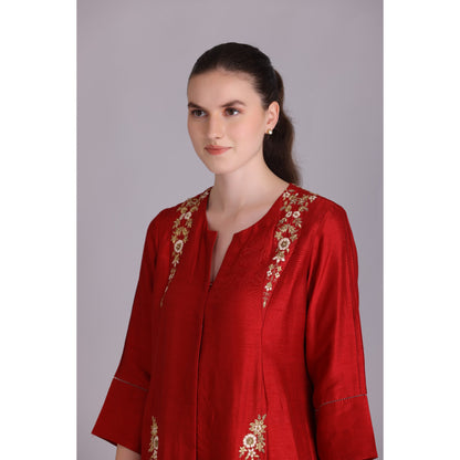 M3-12 RED EMBROIDERED KURTA SET