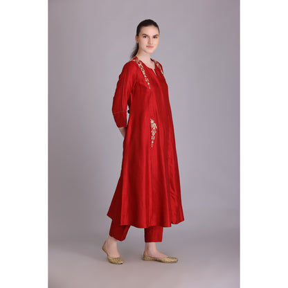 M3-12 RED EMBROIDERED KURTA SET