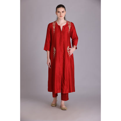 M3-12 RED EMBROIDERED KURTA SET