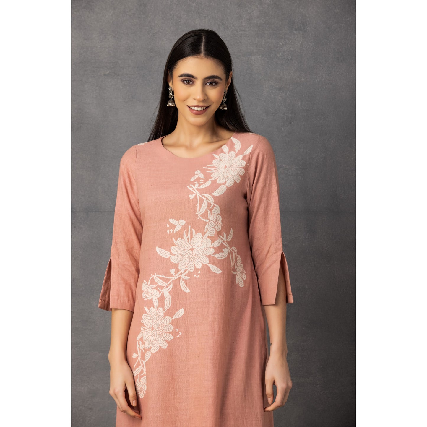 M9-01 ROSE PINK SOFT KHADI PRINTED A-LINE KURTA SET