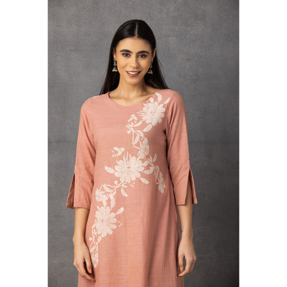 M9-01 ROSE PINK SOFT KHADI PRINTED A-LINE KURTA SET