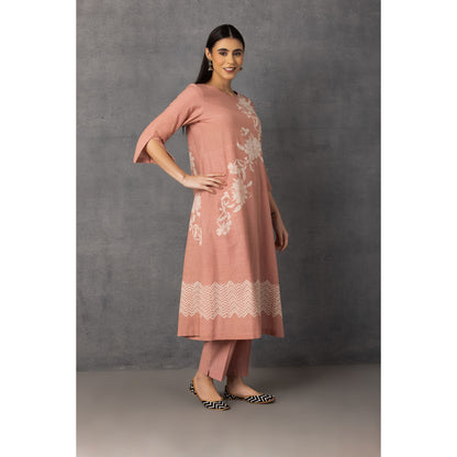 M9-01 ROSE PINK SOFT KHADI PRINTED A-LINE KURTA SET