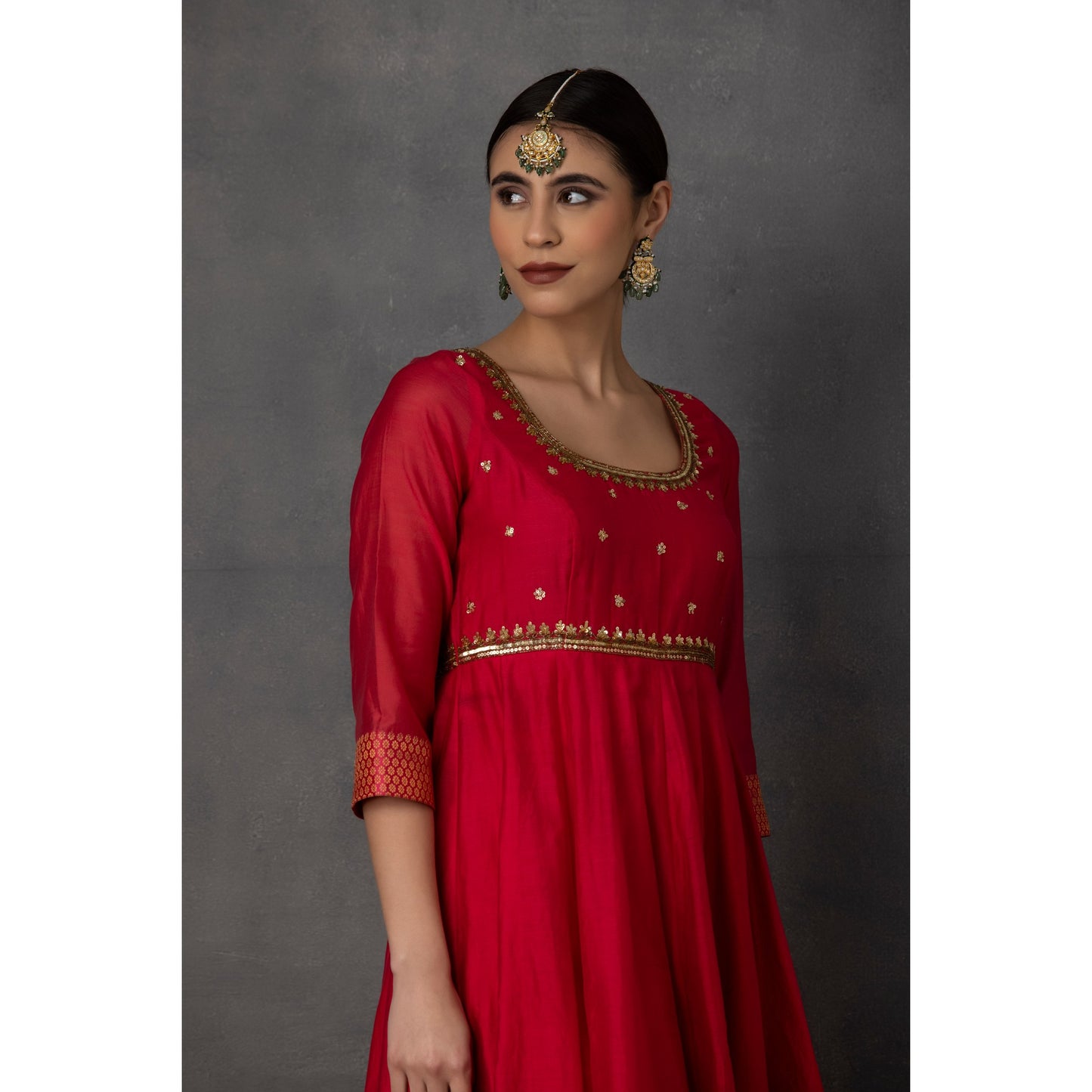 SP-10A RED EMBROIDERED ANARKALI SET