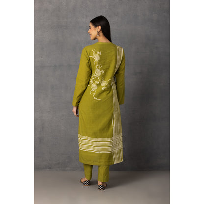 M9-02 MEHENDI GREEN SOFT KHADI PRINTED KURTA SET
