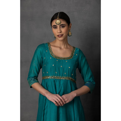 SP-10B TEAL EMBROIDERED ANARKALI SET
