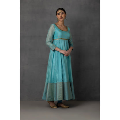 SP-10C SKY BLUE EMBROIDERED ANARKALI SET