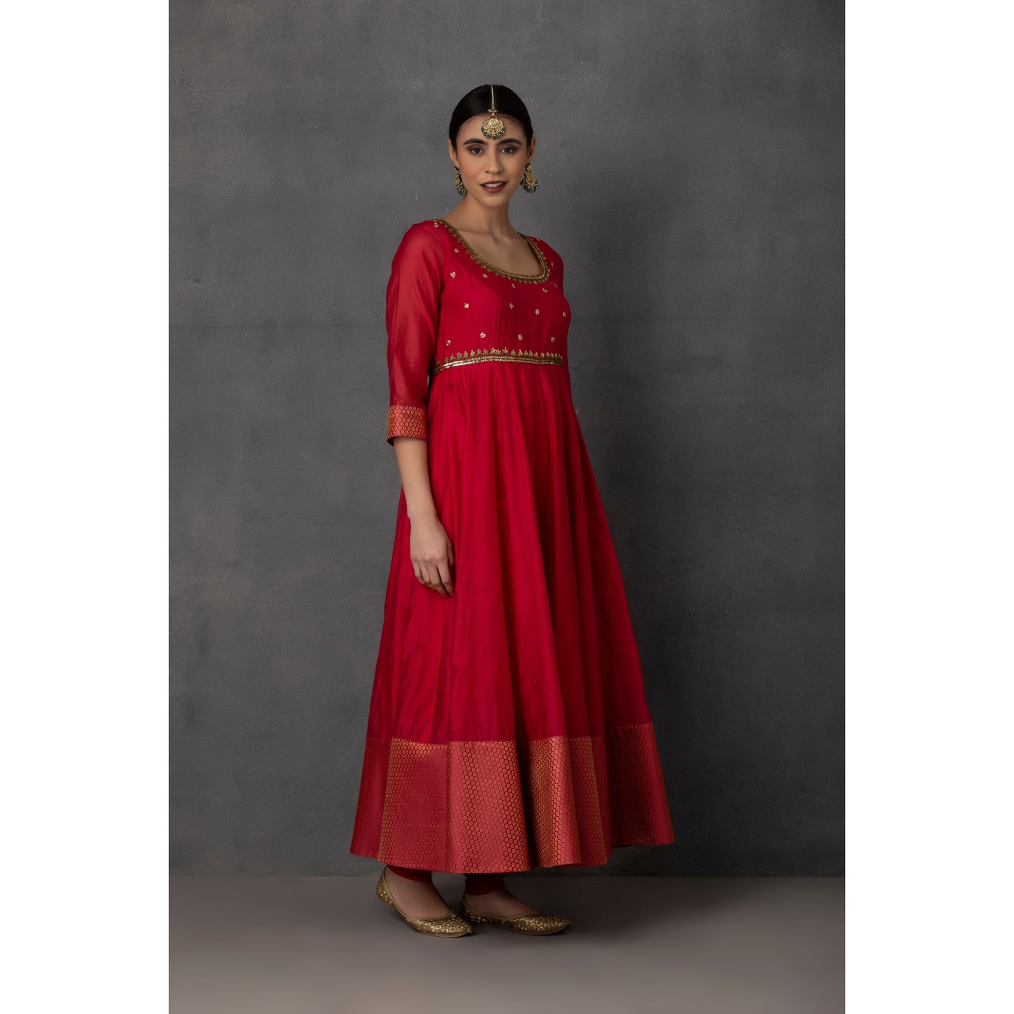 SP-10A RED EMBROIDERED ANARKALI SET