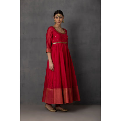 SP-10A RED EMBROIDERED ANARKALI SET