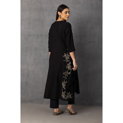 M9-13 BLACK SOFT KHADI PRINTED A-LINE KURTA SET
