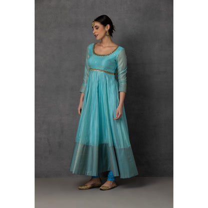 SP-10C SKY BLUE EMBROIDERED ANARKALI SET
