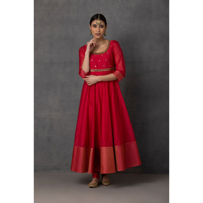 SP-10A RED EMBROIDERED ANARKALI SET