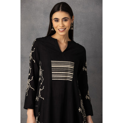 M9-14 BLACK SOFT KHADI PRINTED A-LINE SET