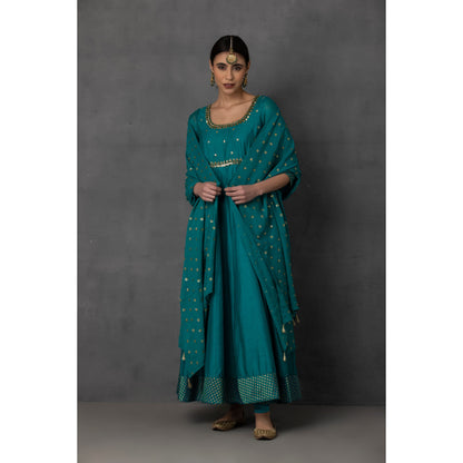SP-10B TEAL EMBROIDERED ANARKALI SET