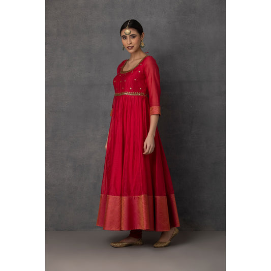 SP-10A RED EMBROIDERED ANARKALI SET