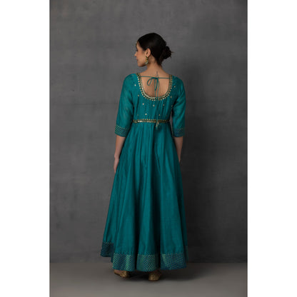 SP-10B TEAL EMBROIDERED ANARKALI SET