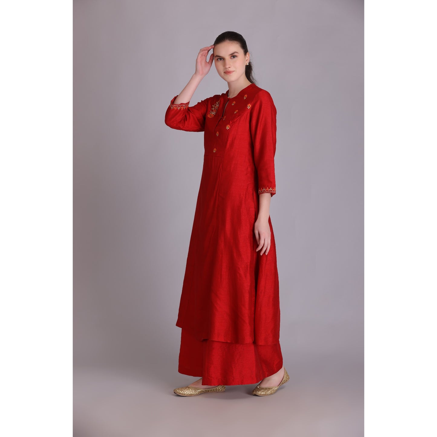 M3/01 RUST EMBROIDERED KURTA SET