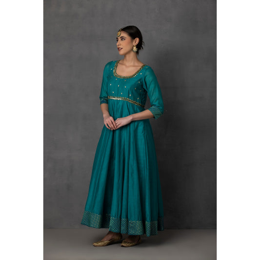 SP-10B TEAL EMBROIDERED ANARKALI SET