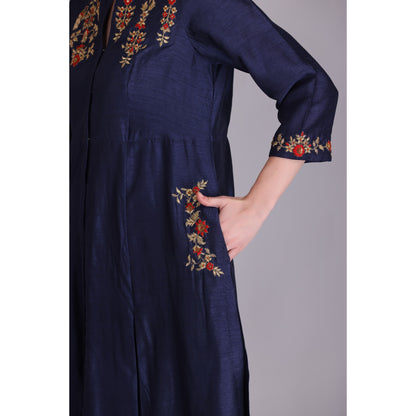 M3-05 NAVY BLUE EMBROIDERED KURTA SET