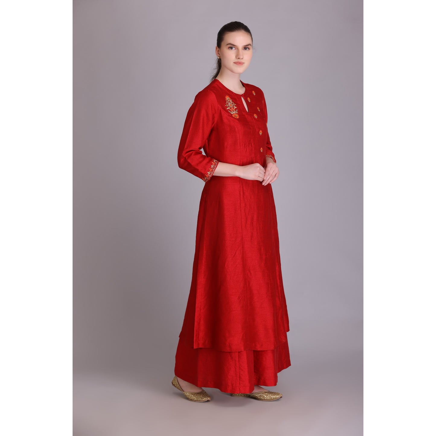 M3/01 RUST EMBROIDERED KURTA SET