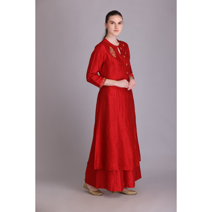 M3/01 RUST EMBROIDERED KURTA SET