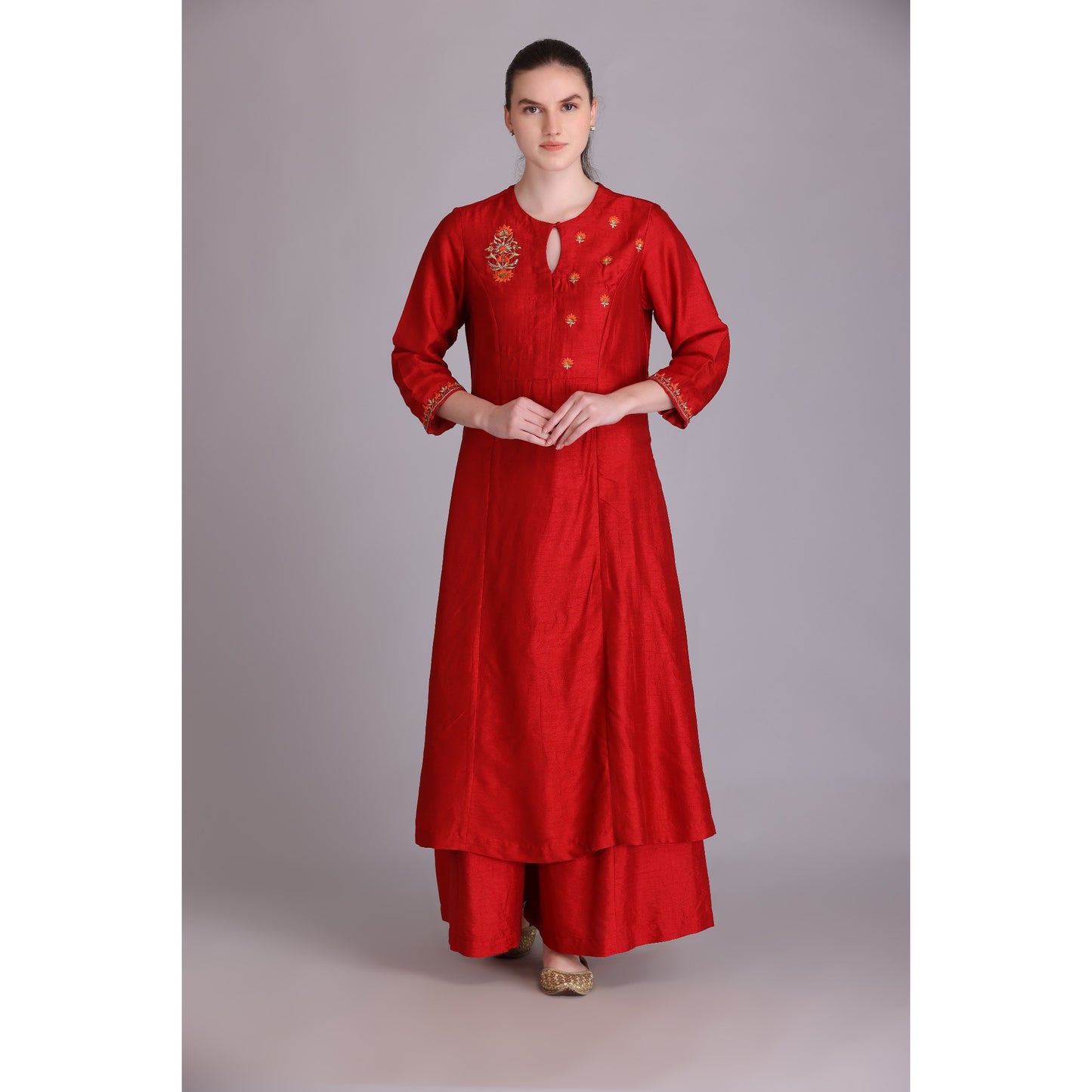M3/01 RUST EMBROIDERED KURTA SET