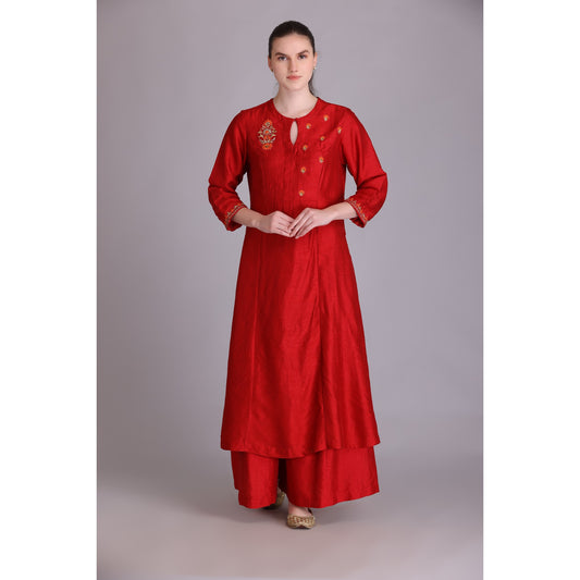 M3/01 RUST EMBROIDERED KURTA SET