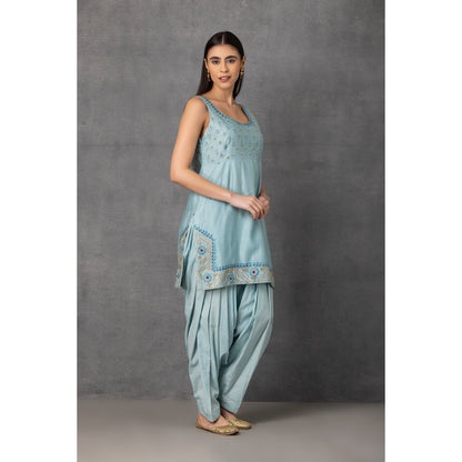 M7-14 SKY BLUE EMBROIDERED KURTA WITH PATIALA SALWAR SET