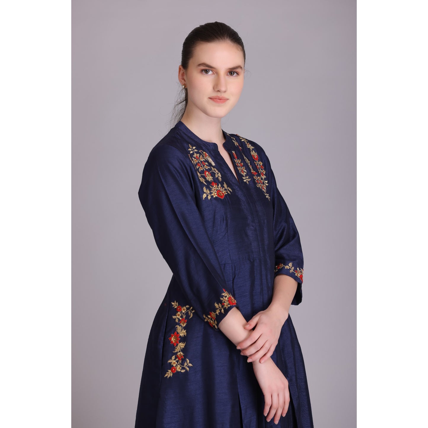 M3-05 NAVY BLUE EMBROIDERED KURTA SET