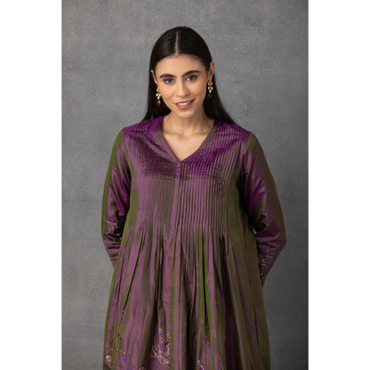 M10-12 WINE GOLDEN KHADI EMBROIDERED KURTA COMES ALONG WITH PANTS AND DUPATTA