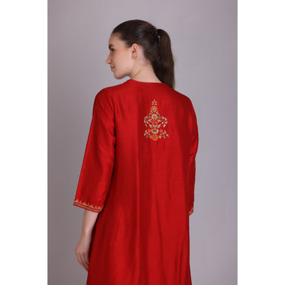 M3/01 RUST EMBROIDERED KURTA SET